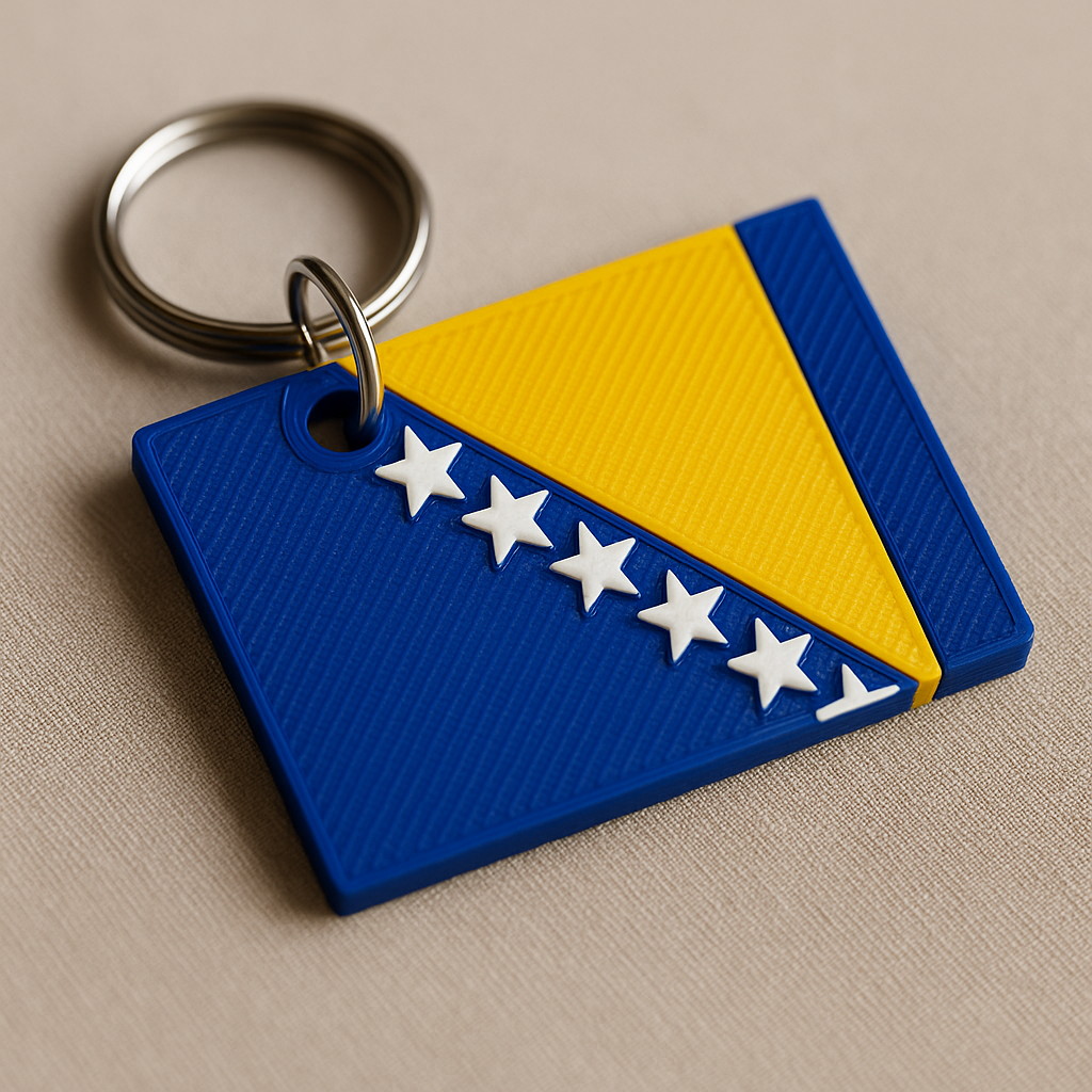 Porte-clé Bosnie-Herzégovine – Impression 3D drapeau bosnien 🇧🇦
