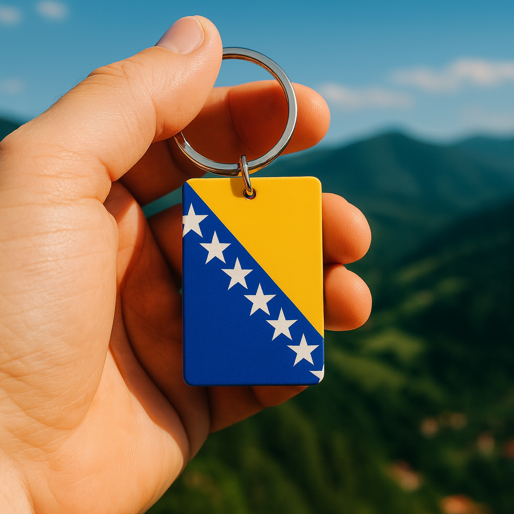 Porte-clé Bosnie-Herzégovine – Impression 3D drapeau bosnien 🇧🇦