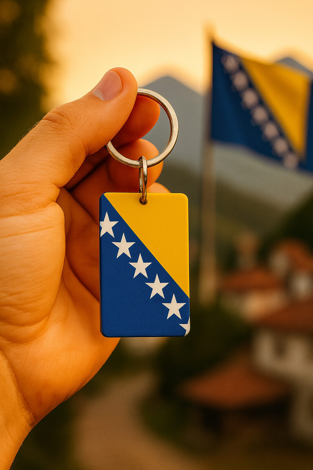 Porte-clé Bosnie-Herzégovine – Impression 3D drapeau bosnien 🇧🇦