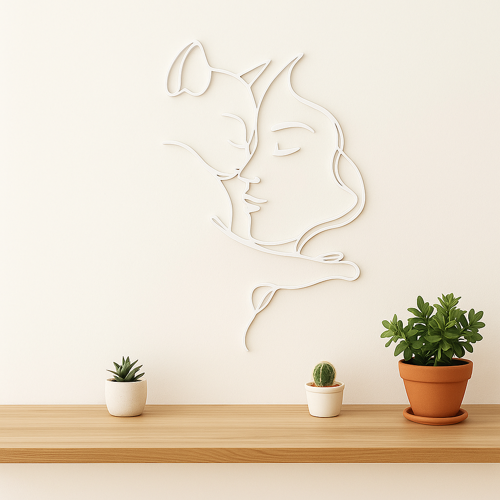 Silhouette murale – Femme et Chat