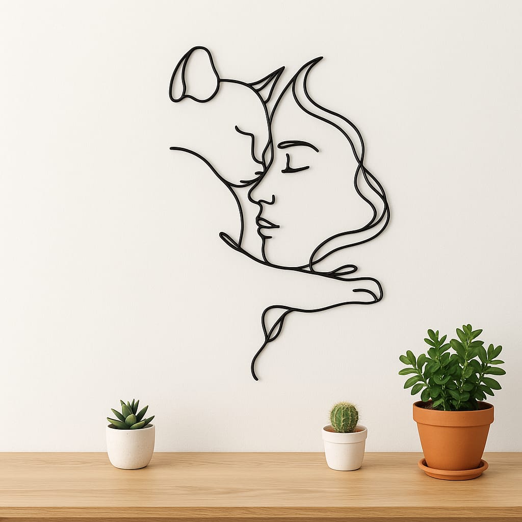 Silhouette murale – Femme et Chat
