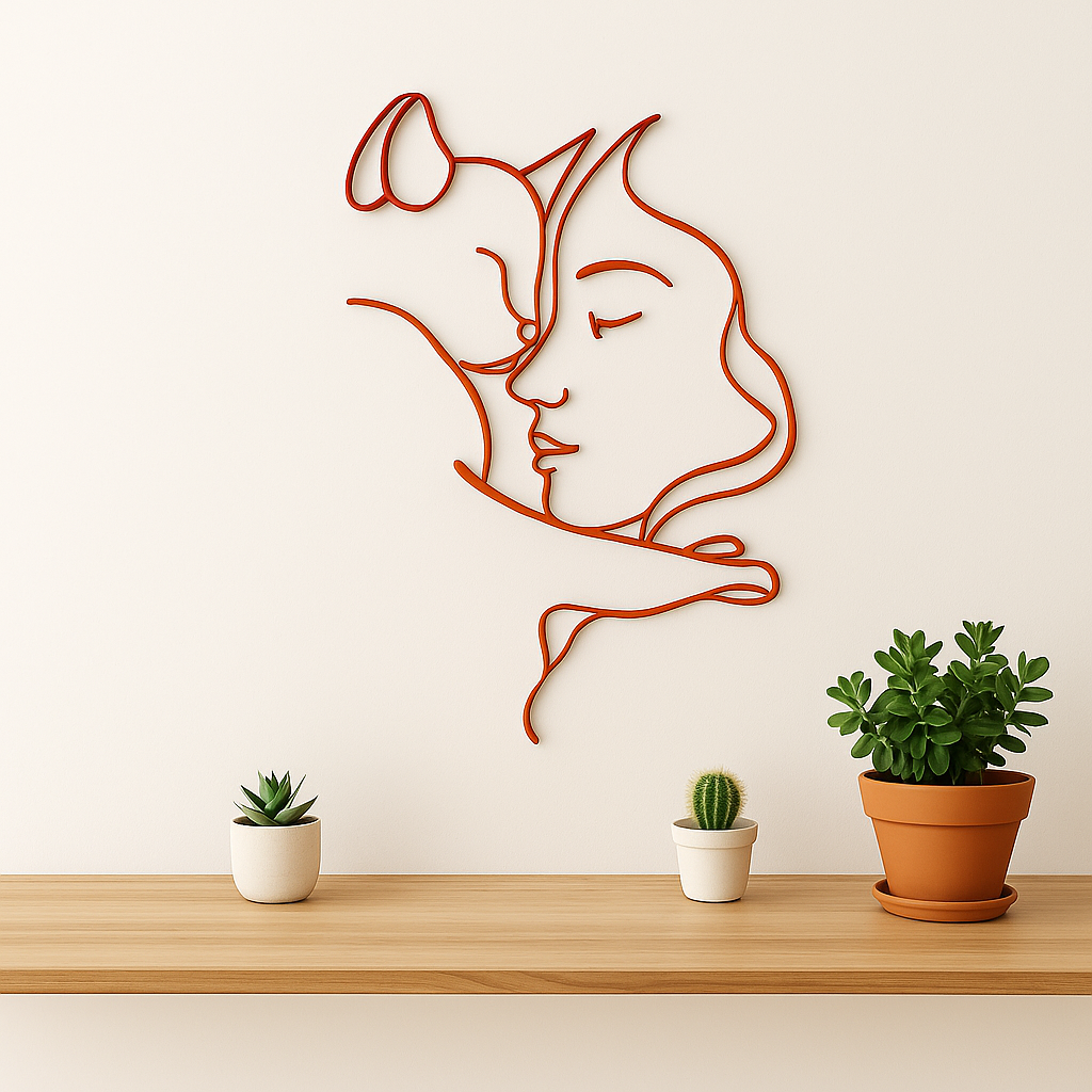 Silhouette murale – Femme et Chat