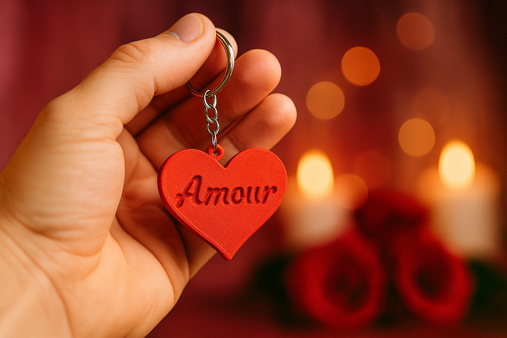 Porte-clé cœur personnalisé – Gravure de prénom ou mot au choix