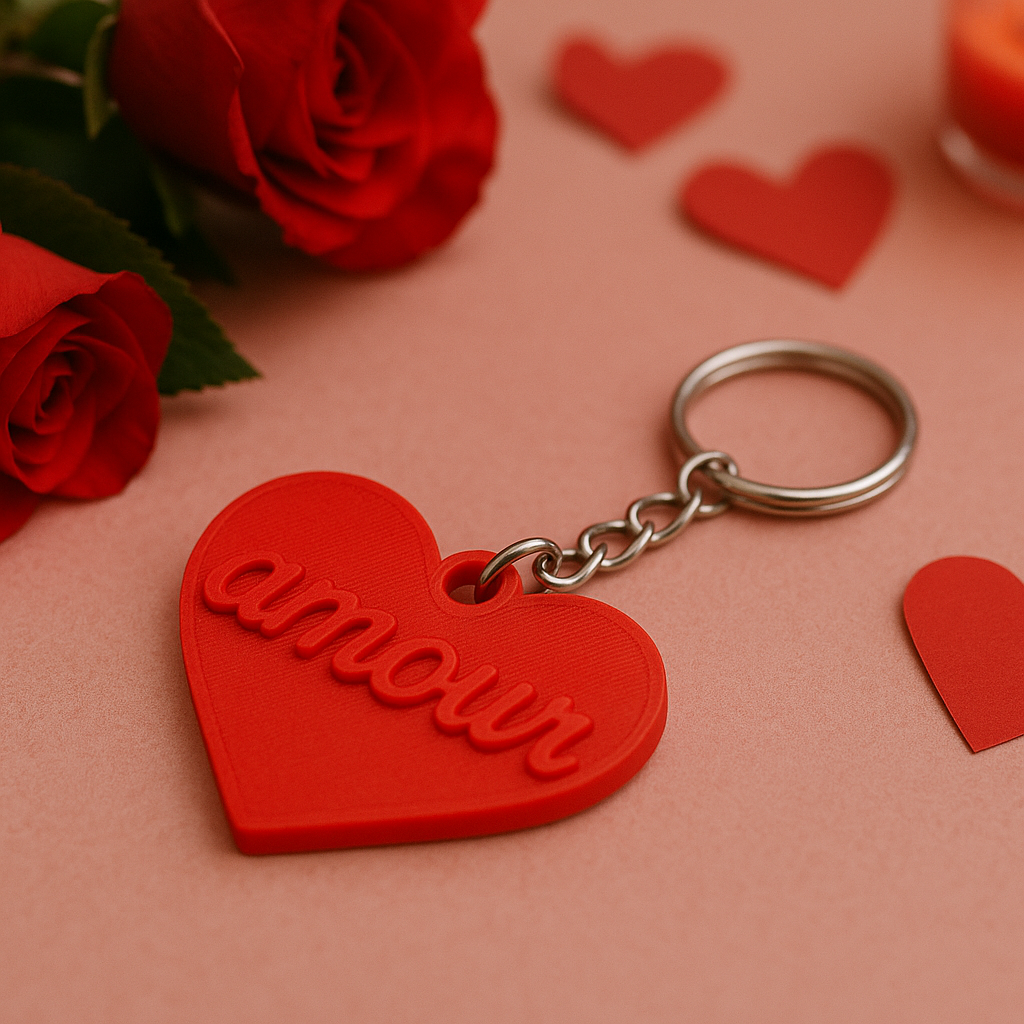 Porte-clé cœur personnalisé – Gravure de prénom ou mot au choix