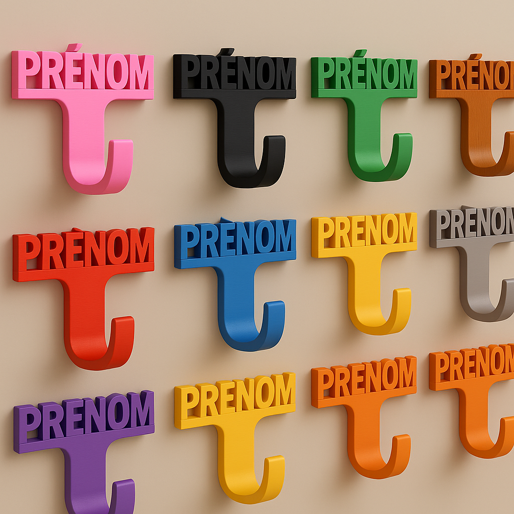 Porte-manteau personnalisé avec prénom – Design moderne et impression 3D