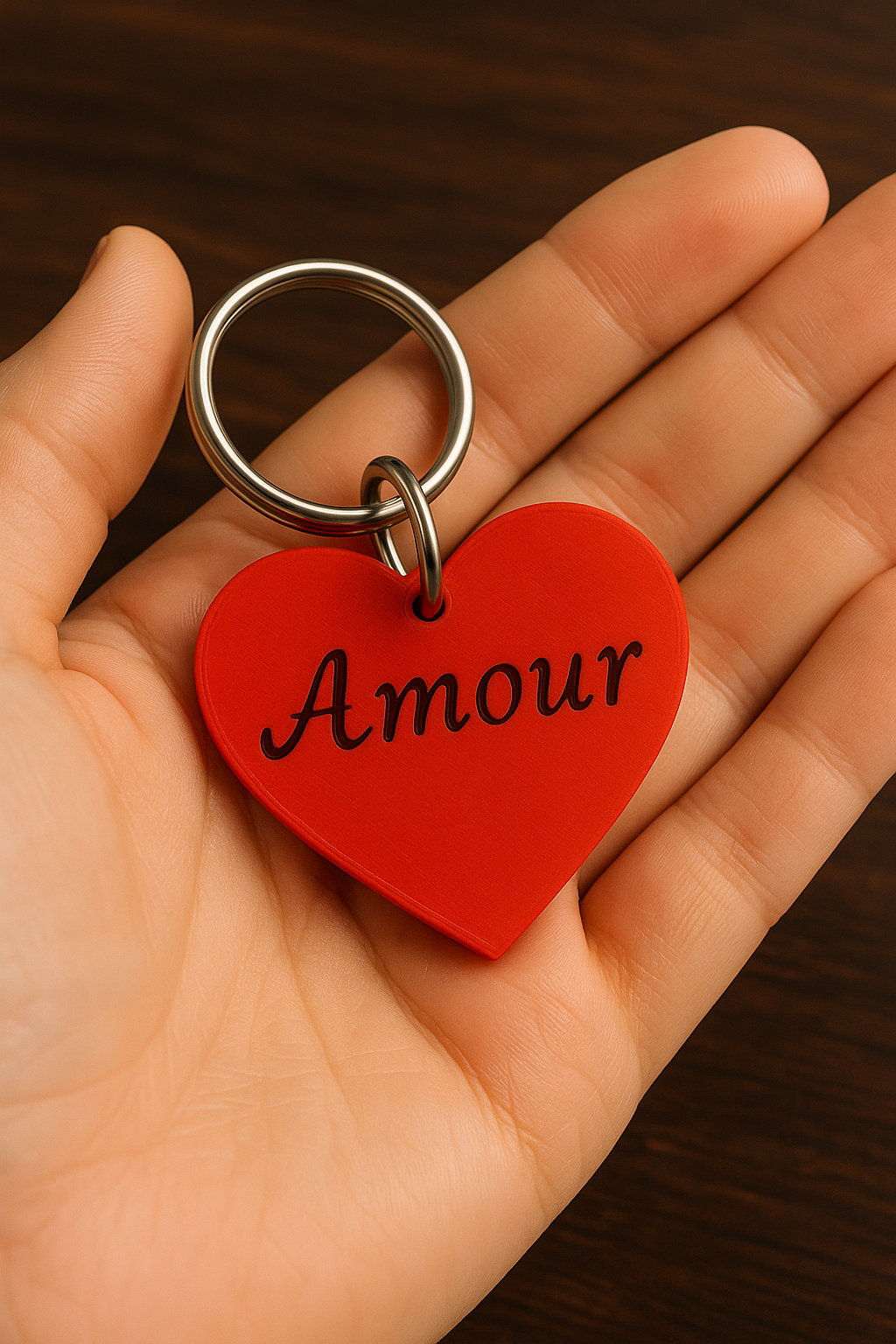 Porte-clé cœur personnalisé – Gravure de prénom ou mot au choix